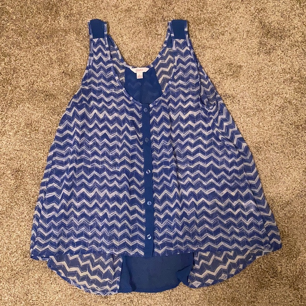 Blue Patterned Tank Top